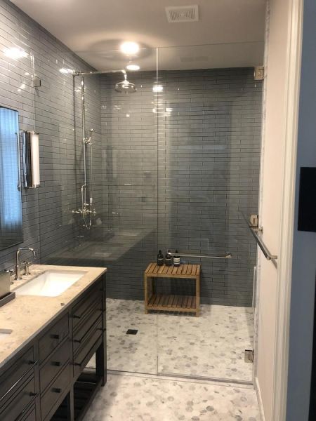 frameless glass shower enclosure by Weatherford Glass