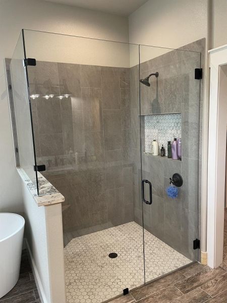 frameless glass shower enclosure by Weatherford Glass