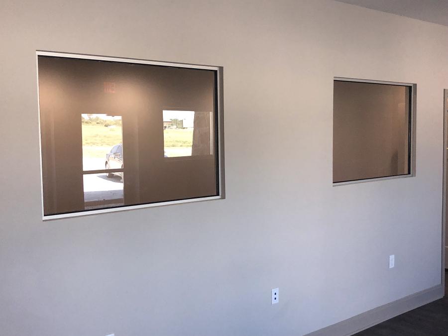 Office window glass installation by Weatherford Glass